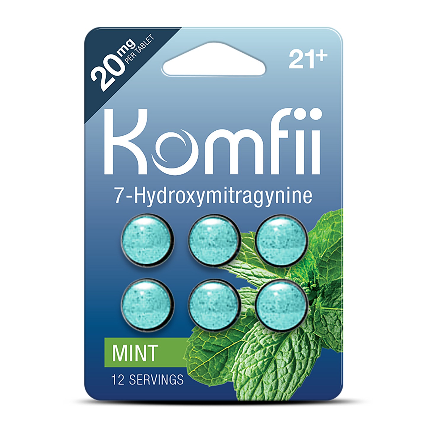 Komfii-20mg-mint-tablets-derived-from-plant-based-kratom-alkaloids-rapid-pain-support-calm-relaxation.